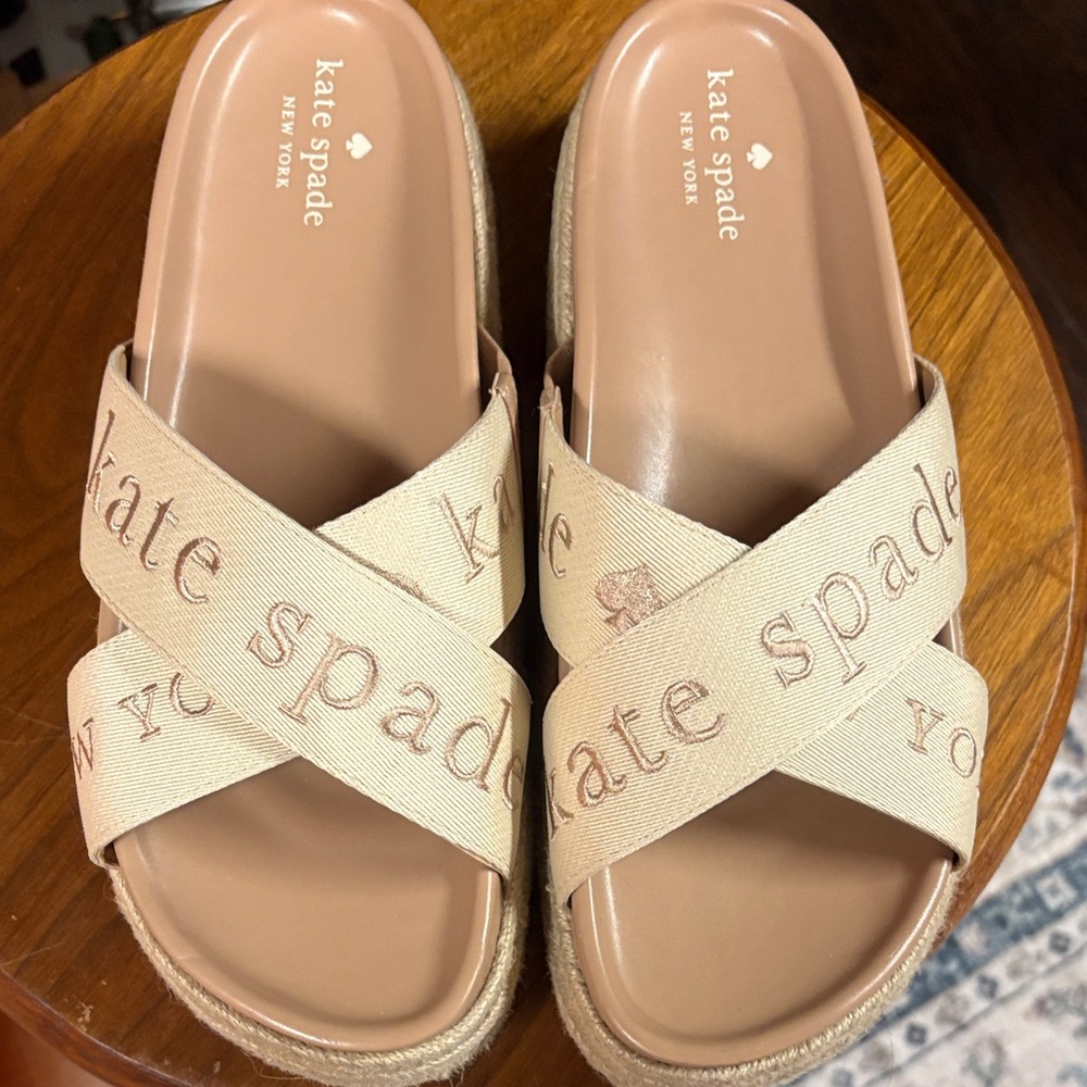 Kate Spade Beige Cross-Strap Sandals